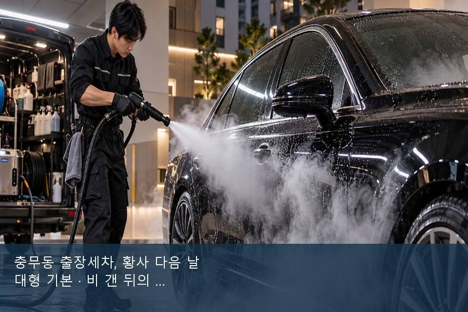 충무동 출장세차, 황사 다음 날 대형 기본 · 비 갠 뒤의 작업